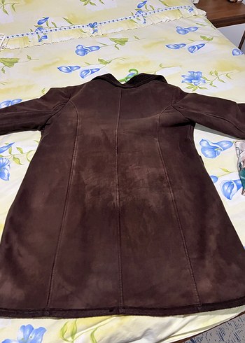 Düğmeli Kahverengi Kadın Süet Kaban - Görsel 2