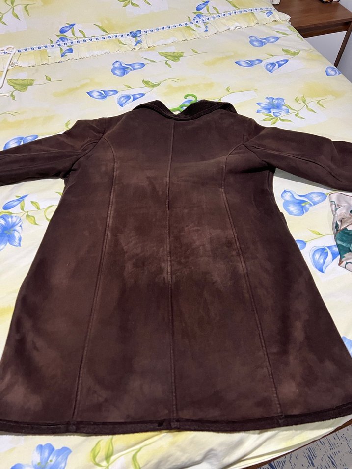 Düğmeli Kahverengi Kadın Süet Kaban - Görsel 2