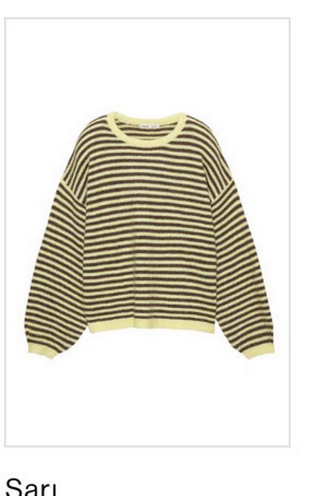 Pull & Bear Çizgili Sarı Kazak - Görsel 2