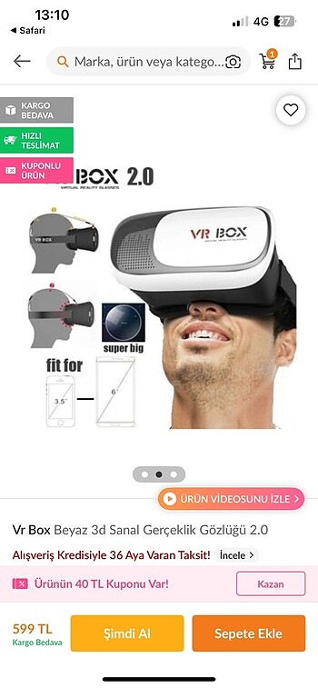 Vr sanal gerçeklik gözlüğü