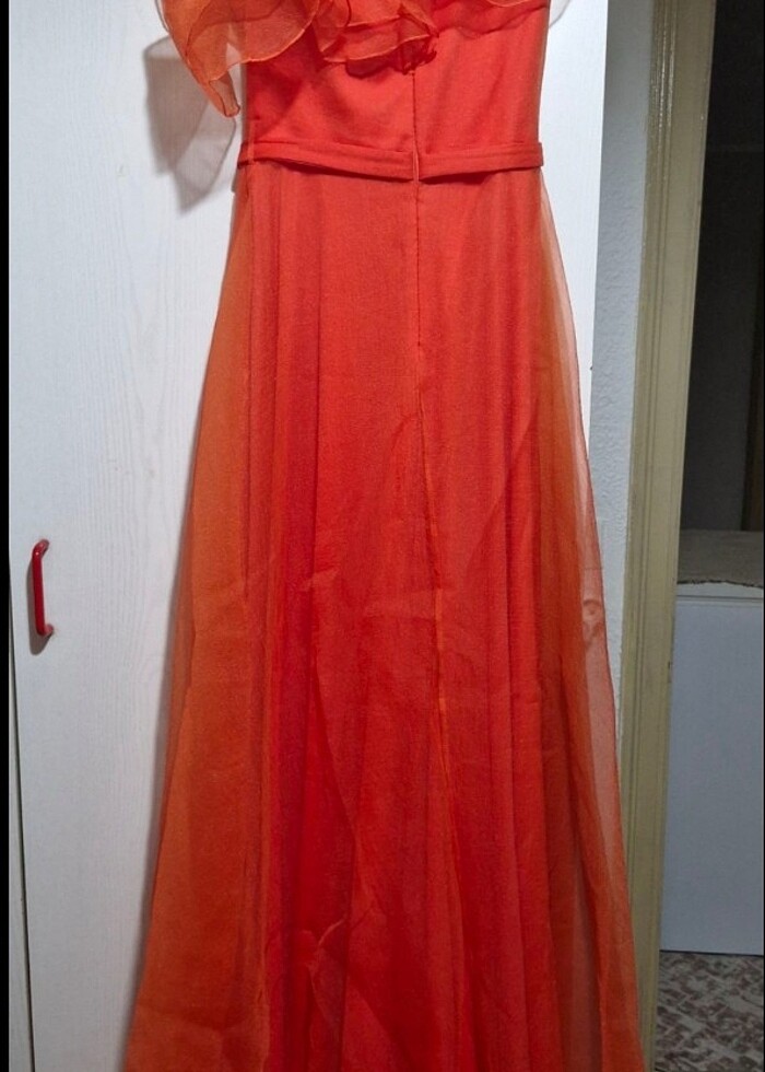 Turuncu abiye elbise - Görsel 4