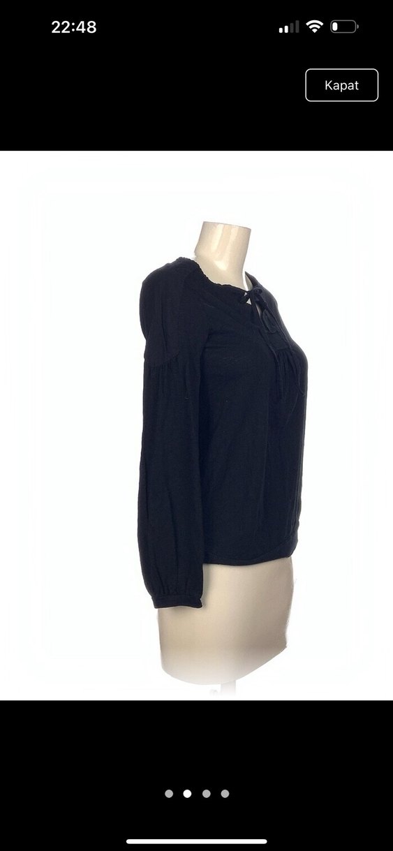 Bershka vintage love Siyah, Uzun Kollu, Salaş Kesim Kadın Bluz - Görsel 2