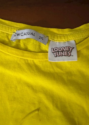 Sarı Kadın Kısa Kollu Tişört tweety baskılı - Görsel 3