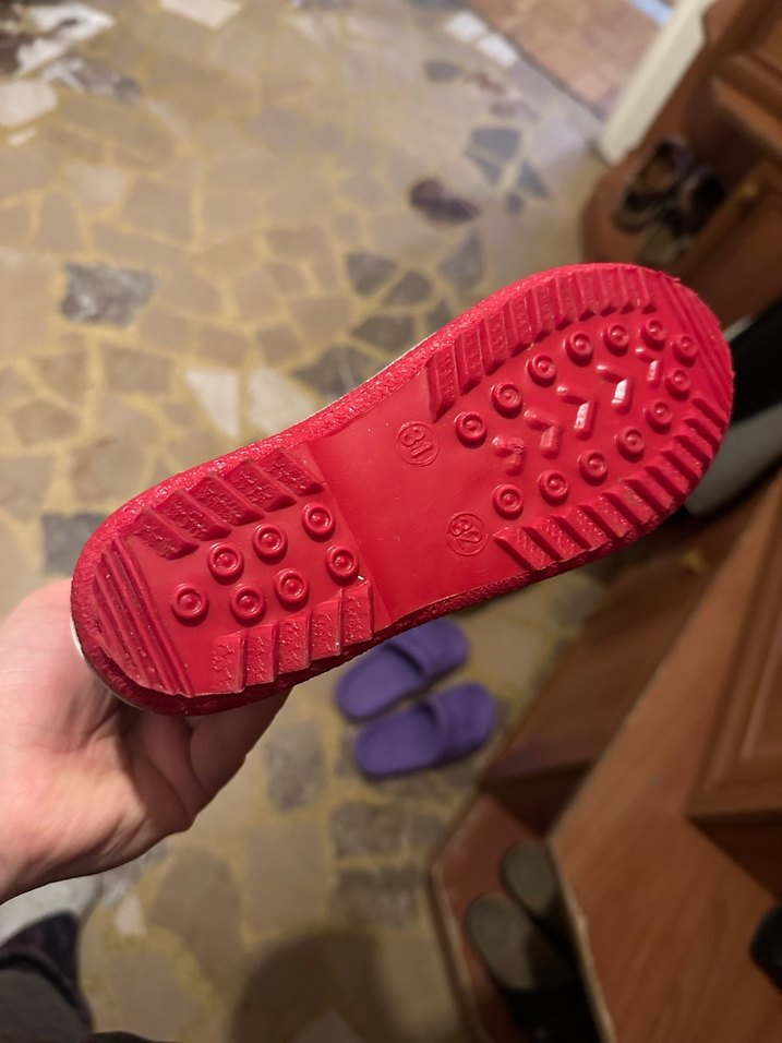 Kız Çocuk Kırmızı Lastik Bot Velcro minili - Görsel 5