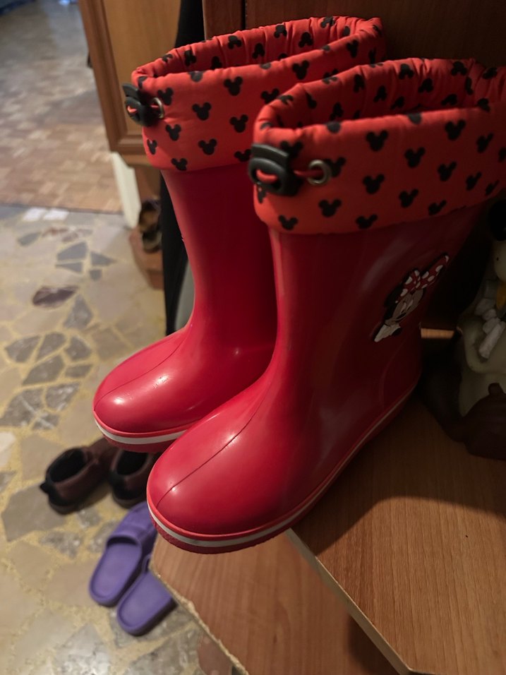 Kız Çocuk Kırmızı Lastik Bot Velcro minili - Görsel 3