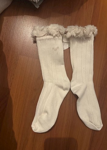 36 Beden gri Renk Fiyonklu Tüylü Kız Çorabı Seti