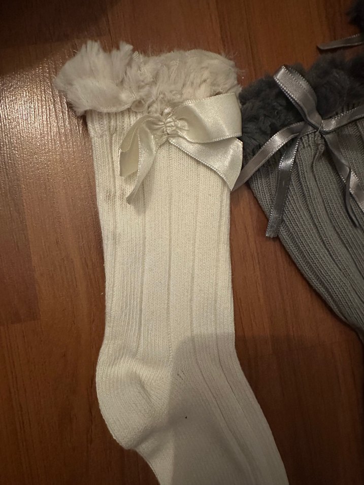 Fiyonklu Tüylü Kız Çorabı Seti - Görsel 5