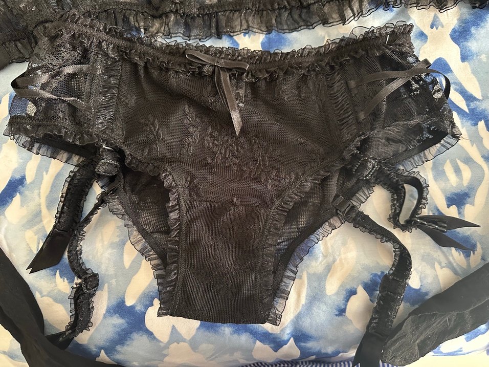 YENİ İNCİ JARTİYER TAKIM Dantel İşlemeli Siyah Gotik - Görsel 2