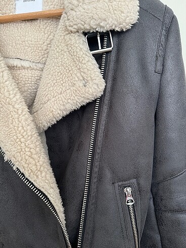 Bershka Bershka kürklü biker ceket
