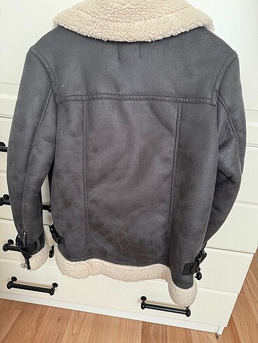 s Beden gri Renk Bershka kürklü biker ceket
