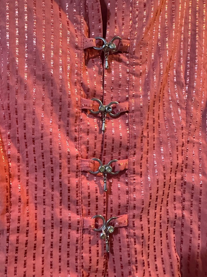 Pembe Parlak Düğmeli Kadın Gömlek - Görsel 3