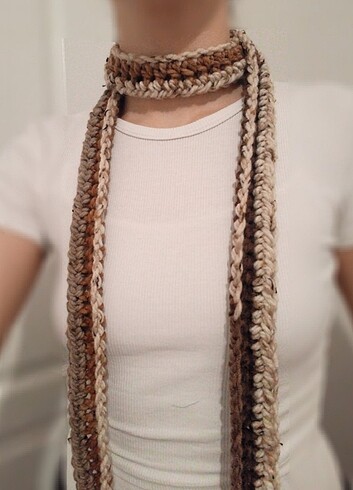 Kahverengi Geçişli Skinny Scarf