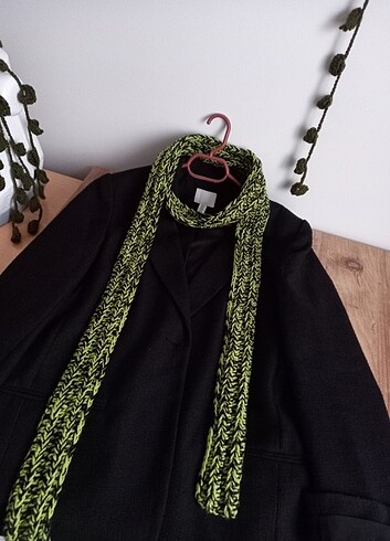 American Vintage Yeşil Siyah Skinny Scarf