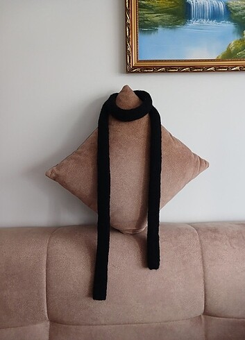 Siyah Skinny scarf ince atkı y2k