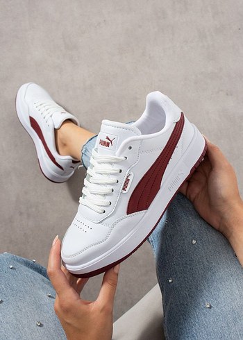 Beyaz Bordo Platform Topuklu Kadın Spor Ayakkabı 36 40