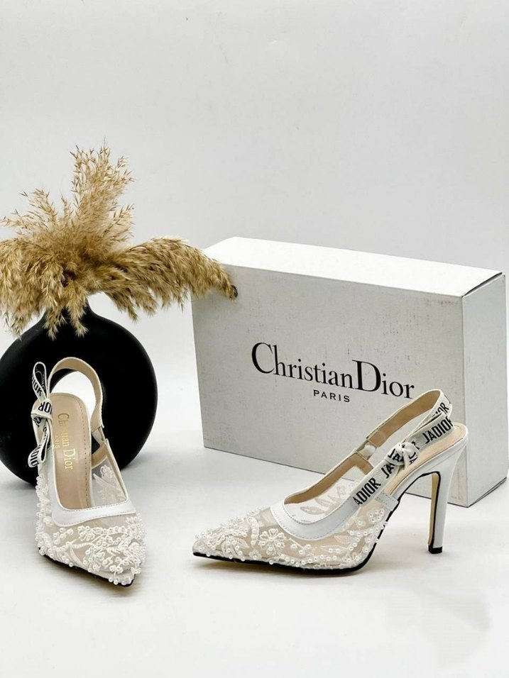 Christian Dior Beyaz Dantel İşlemeli Stiletto 36 41 - Görsel 3