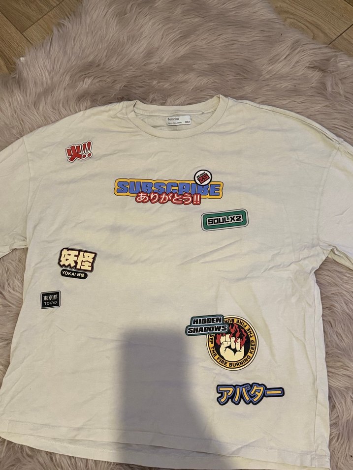 Beyaz anime Baskılı unisex oversize Kısa Kollu Tişört - Görsel 2