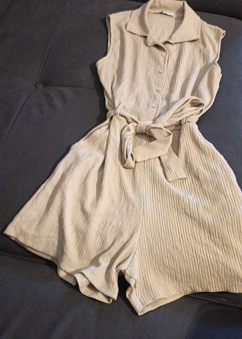 Kadın Kemerli Kısa Tulum - Görsel 4