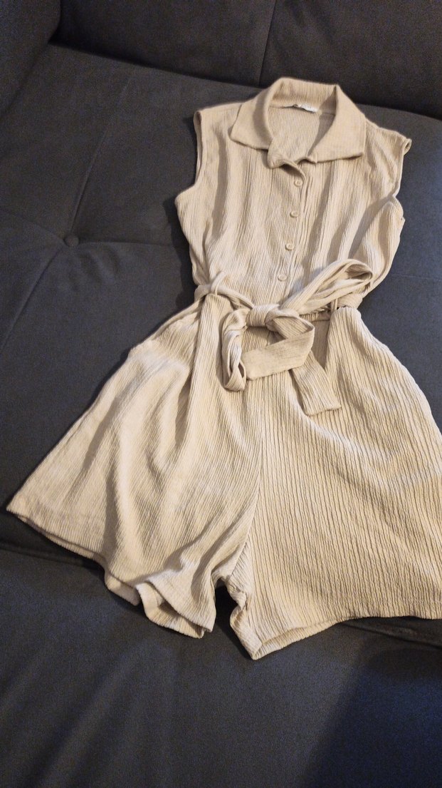 Kadın Kemerli Kısa Tulum - Görsel 4