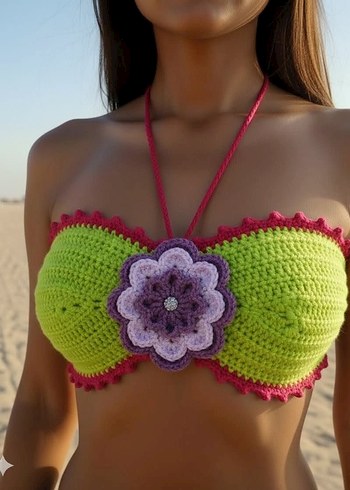 Boncuk İşlemeli Mavi Straplez Büstiyer - Görsel 3