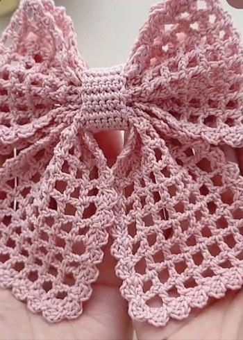 Pembe Örgü Fiyonk Saç Aksesuarı - Görsel 2