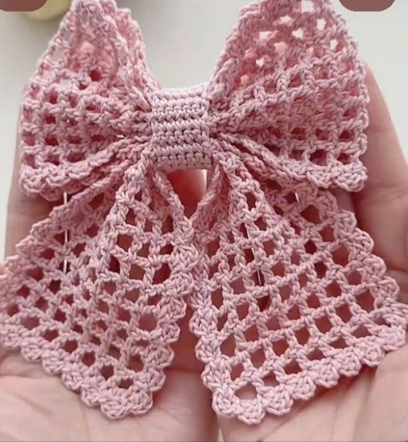 Pembe Örgü Fiyonk Saç Aksesuarı - Görsel 2