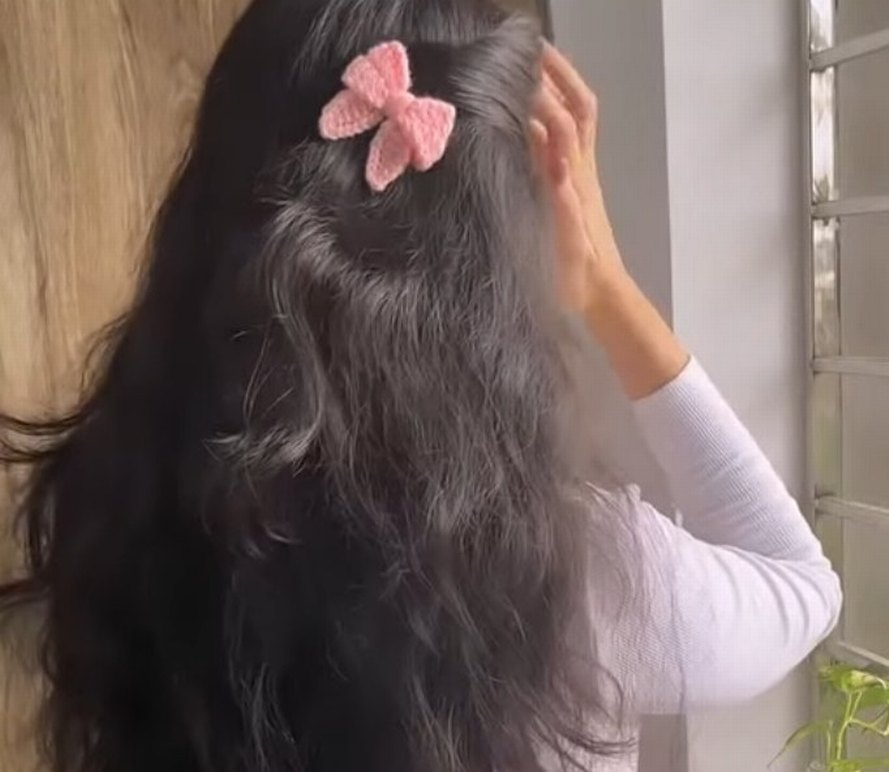 Pembe Örgü Fiyonk Saç Aksesuarı - Görsel 4