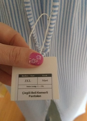 Mavi fitilli unisex Pantolon - Görsel 2