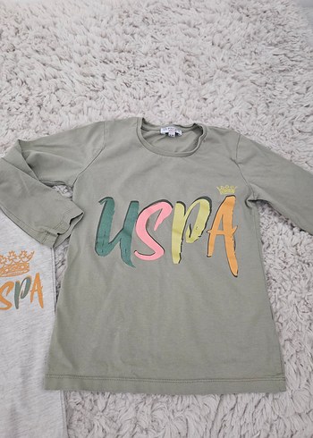 5 Yaş Beden U.S. Polo Assn. Gri Uzun Kollu Kız Tişörtü takım