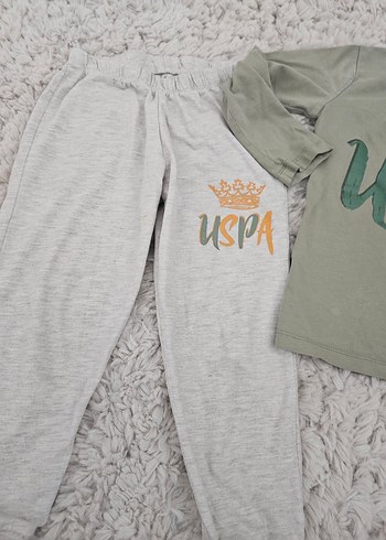 U.S. Polo Assn. Gri Uzun Kollu Kız Tişörtü takım