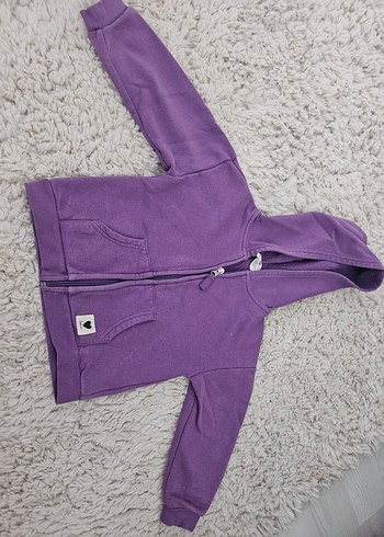 H&M Kız Çocuk Mor Fermuarlı Kapüşonlu Sweatshirt
