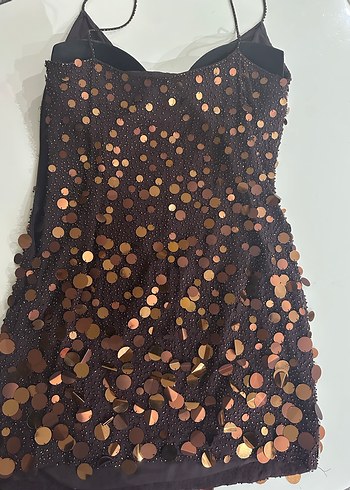 Vakko Couture Kahverengi Abiye Elbise - Görsel 3