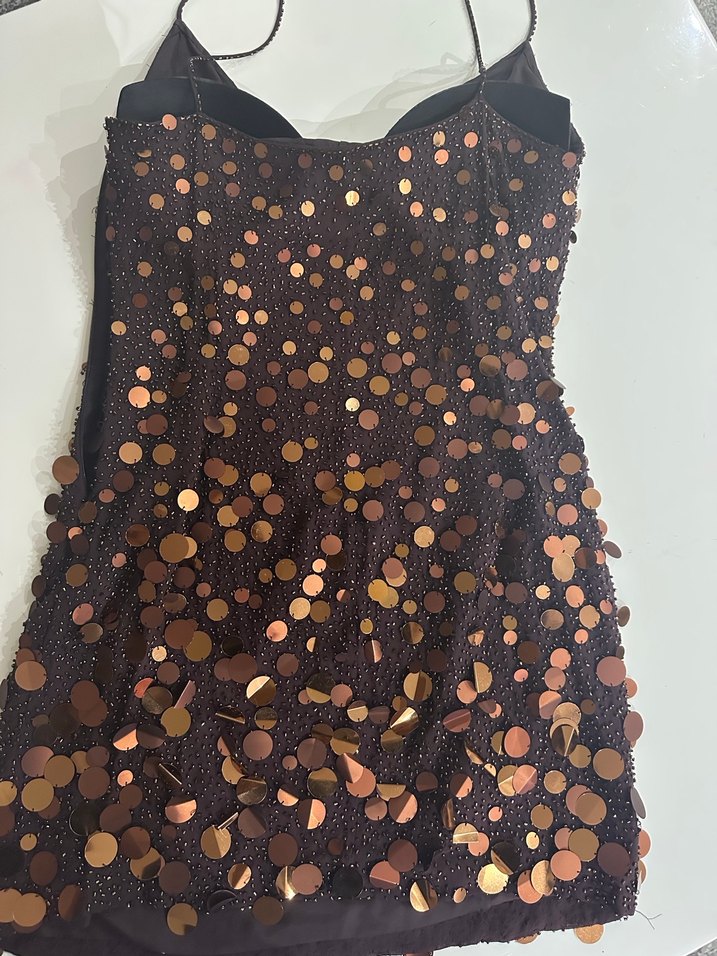 Vakko Couture Kahverengi Abiye Elbise - Görsel 3