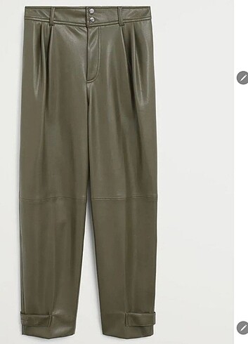Mango haki deri pantalon
