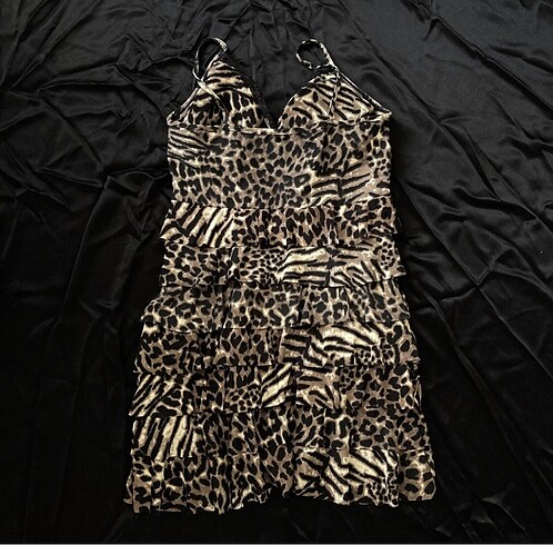 H&M leopar desen dantel detayl elbise yazlık