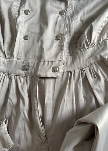 Düğmeli Bej Keten Midi Tulum - Görsel 3