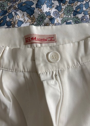 Kadın Beyaz Rahat Kesim Kumaş Pantolon - Görsel 2