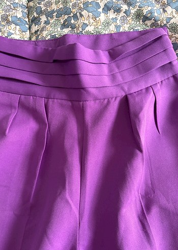 Mor Piliseli Kadın Kumaş Pantolon - Görsel 2