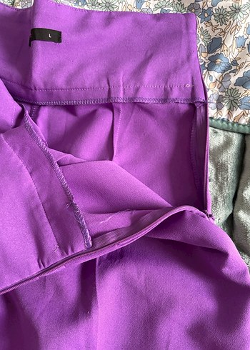 Mor Piliseli Kadın Kumaş Pantolon - Görsel 4