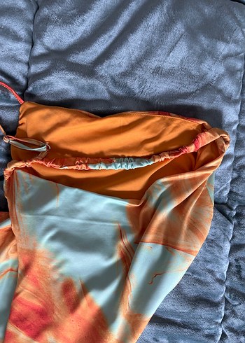 Drapeli Çok Renkli Uzun tek kol askılı Elbise - Görsel 3