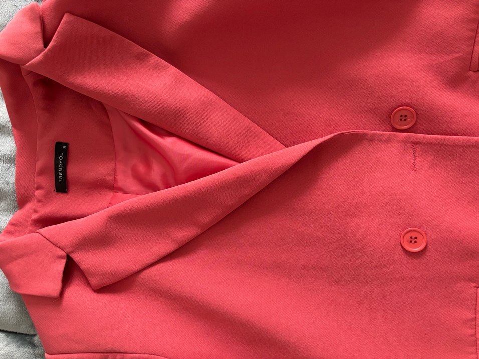 Pembe Kadın Düğmeli Blazer Ceket - Görsel 3