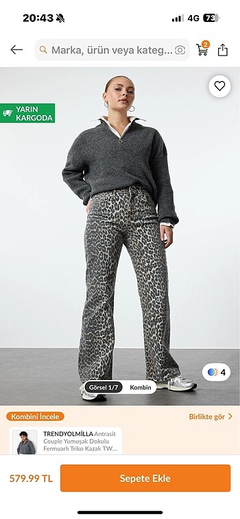 34 Beden kahverengi Renk Milla leopar pantolon