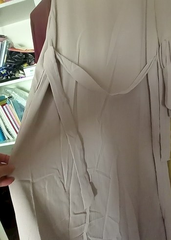 46 Beden Düğmeli Bej krep kumaş abaya pardesü