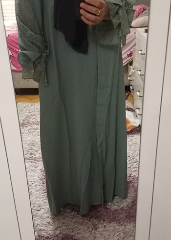 Uzun Kollu Salaş Yeşil Kadın abaya pardesü