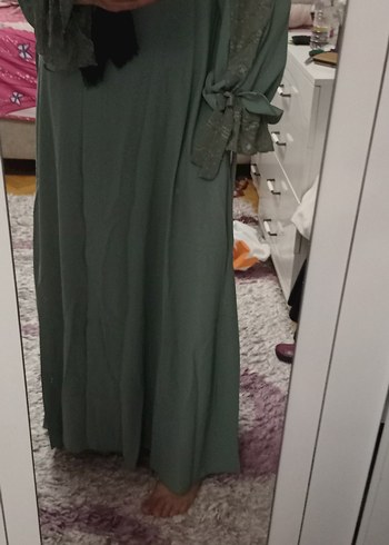 Abiye Uzun Kollu Salaş Yeşil Kadın abaya pardesü