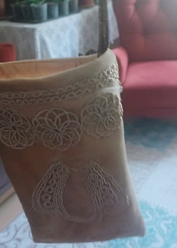 Zara Nakışlı Bej Kadın Çanta