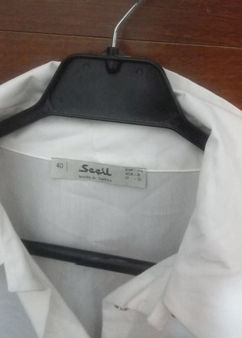 Düğmeli Beyaz Pamuklu Kadın Gömlek - Görsel 3