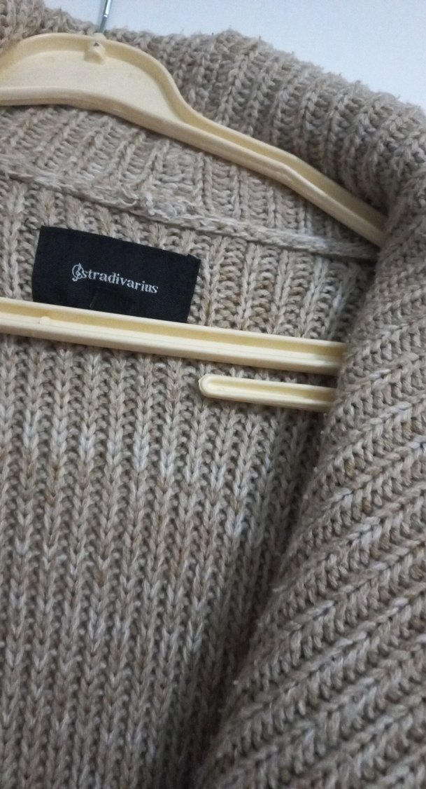 Bej Uzun Kollu Triko Kadın Hırka - Görsel 4