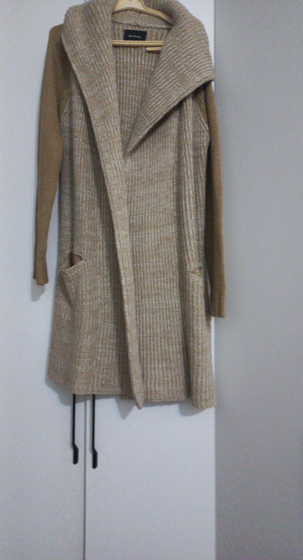 Bej Uzun Kollu Triko Kadın Hırka - Görsel 3