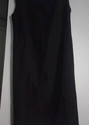 Siyah V Yakalı Uzun Kolsuz Elbise - Görsel 2